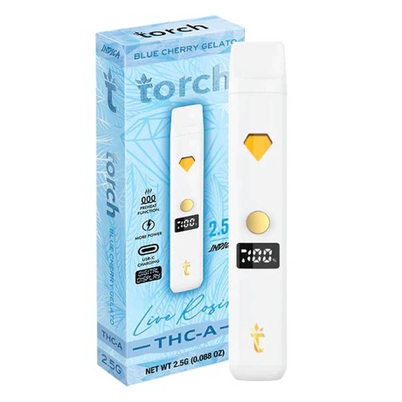 Zaleaf: Live Rosin Blue Cherry Gelato Indica TORCH THC-A Disposable Vape Pen  2.5g